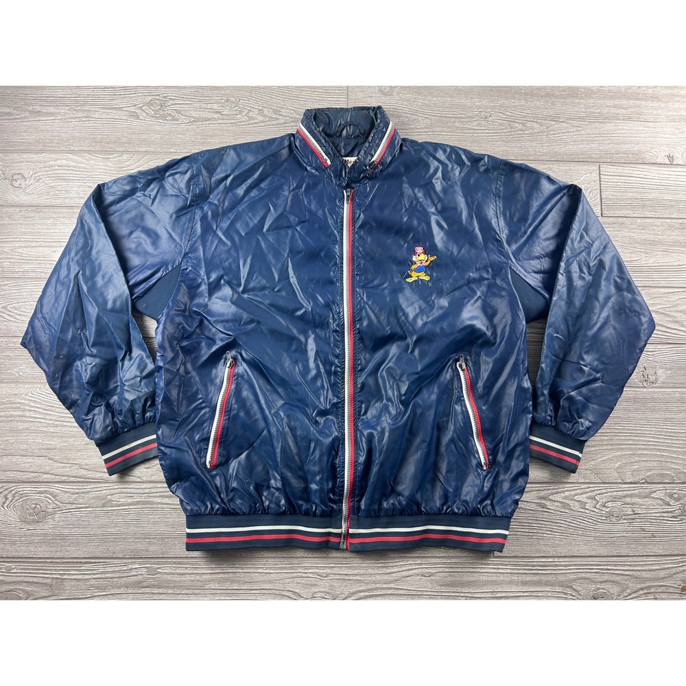 Vintage La Mode Active Sportswear Navy Nylon Windbreaker Jacket Mens XL Blue
